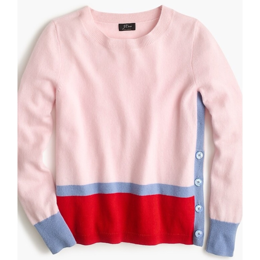 J. Crew Pink, Blue & Red Crewneck Sweater